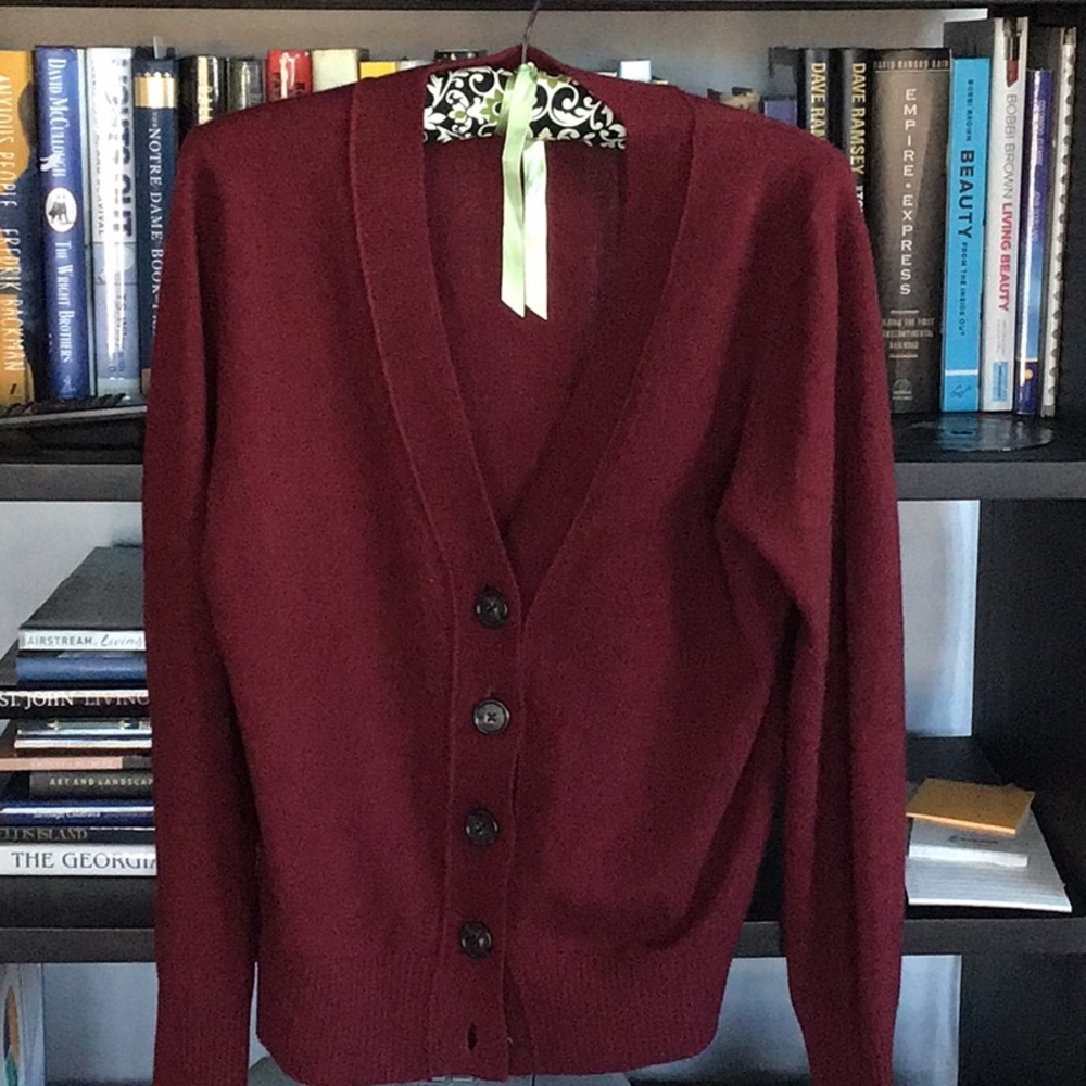 JCrew Cashmere cropped sweater Burgundy